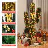 5/6/7 Feet Artificial Cactus PVC Christmas Tree with LED Lights and Ball Ornaments