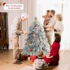 4.5/6/7 Feet Pre-Lit Snow Flocked Christmas Tree with Warm White LED Lights