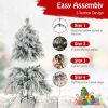 4.5/6/7 Feet Pre-Lit Snow Flocked Christmas Tree with Warm White LED Lights