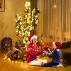 5/6/7 Feet Artificial Cactus PVC Christmas Tree with LED Lights and Ball Ornaments