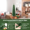 Pencil Christmas Tree with Memory Wire Branch Tips and Warm  LED Lights