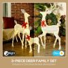 4.5ft 3-Piece Light Up Christmas Deer Family Set of 3, Lighted Reindeer Christmas Decorations with 2 LED Light Modes, Stakes, Zip Ties for Indoor