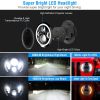 7In 40W Round LED Headlight 3800LM Halo Car Headlamp with DRL Turn Light High Low Beam Fit for Honda Yamaha Motorcycle Jeep Wrangler TJ JK CJ
