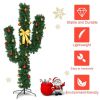 5/6/7 Feet Artificial Cactus PVC Christmas Tree with LED Lights and Ball Ornaments