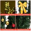 5/6/7 Feet Artificial Cactus PVC Christmas Tree with LED Lights and Ball Ornaments