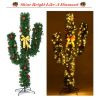 5/6/7 Feet Artificial Cactus PVC Christmas Tree with LED Lights and Ball Ornaments