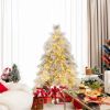 4.5/6/7 Feet Pre-Lit Snow Flocked Christmas Tree with Warm White LED Lights